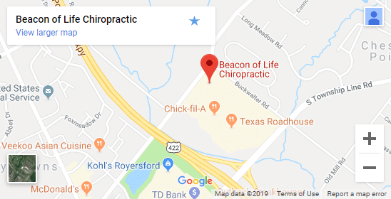 Chiropractic Royersford PA Beacon of Life Chiropractic Map